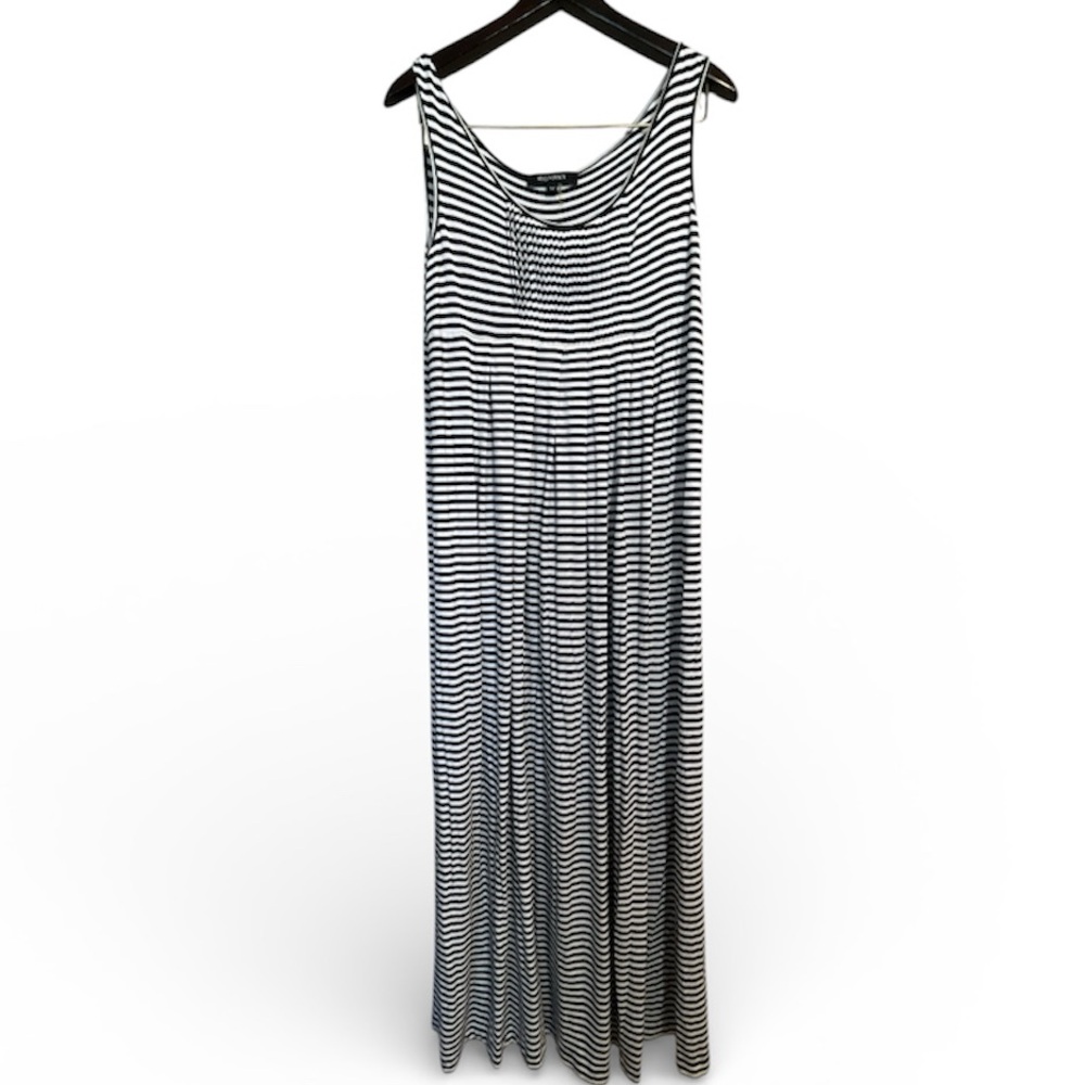 Ellen Tracy Black White Striped Maxi Dress XL